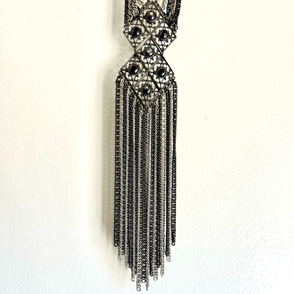 H&M Jewelry - Multi tone silver tie style statement necklace